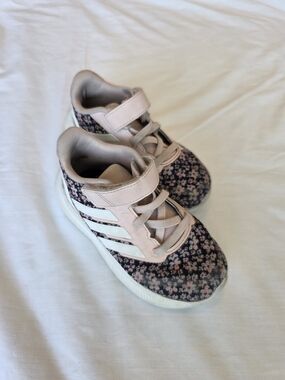 Adidas Kids Floral Faux Lace-Up Sneakers in Pink